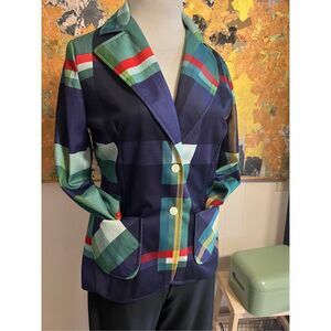Vintage Bodin Knits multicolored plaid Blazer Sz M Amazing ￼